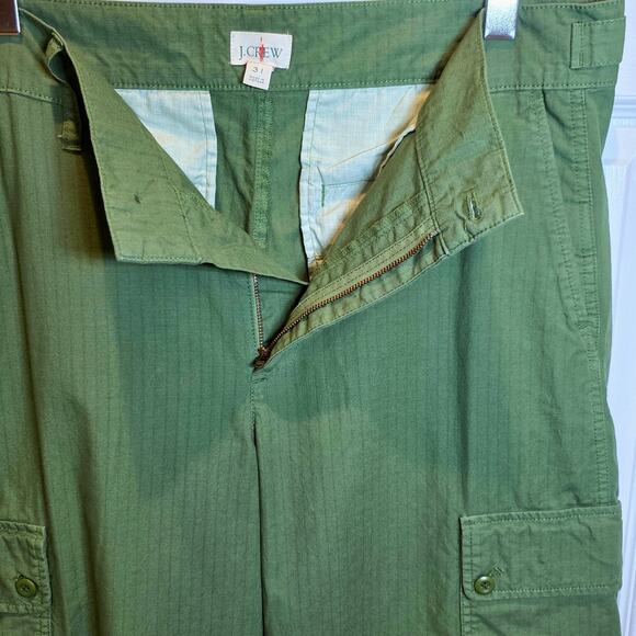 J. Crew Cargo Pants Ripstop Cotton Sz 31 12 Green Straight Leg Crop High Rise - Picture 4 of 15